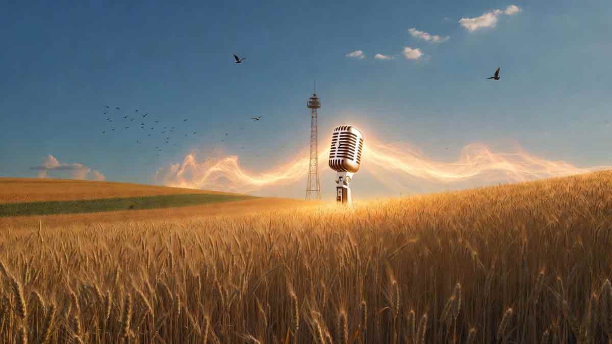 Золоті поля Сватівщини, синє небо, символічний образ радіохвилі та голосу свободи