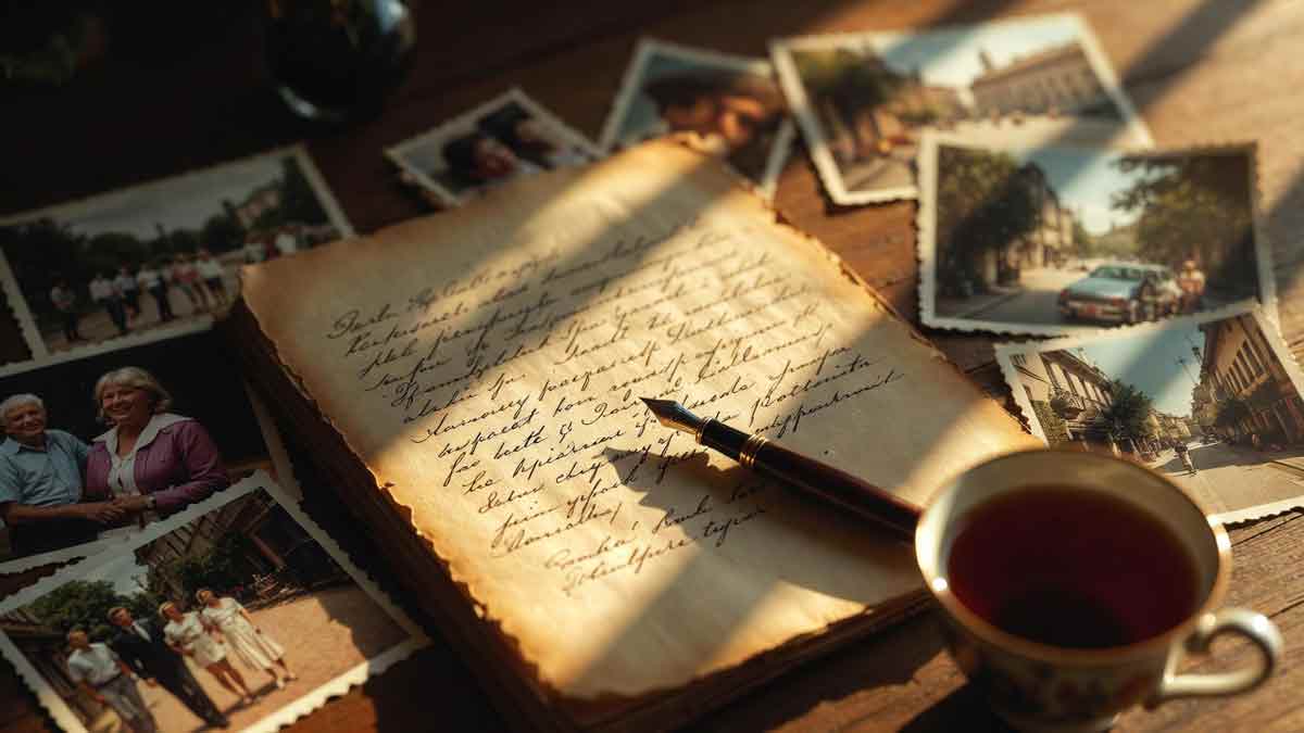 Лист у минуле на столі, старі фотографії Сватового, тепле світло