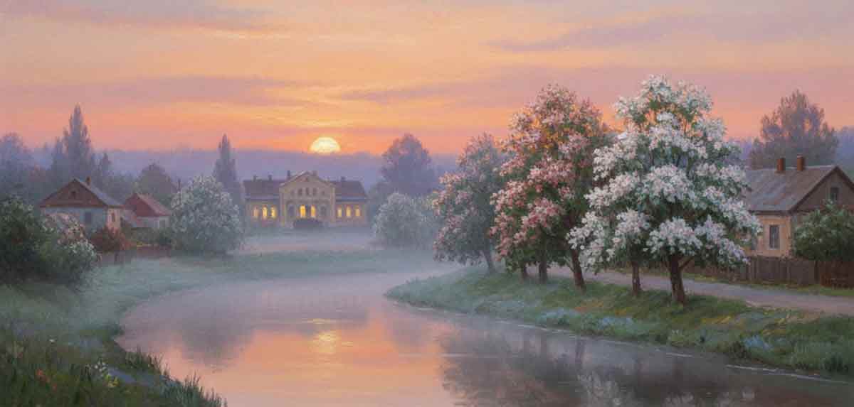 Вечірнє Сватове, вогні вокзалу та цвіт каштанів