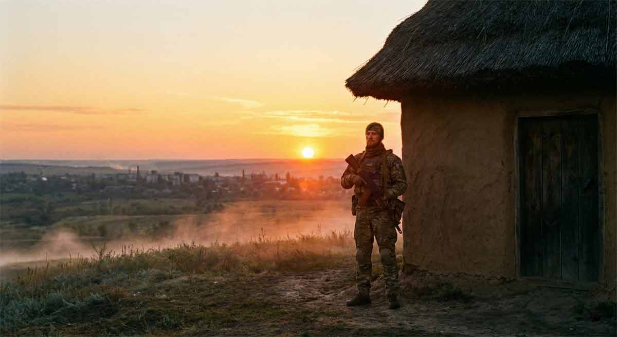Світанок над Сватовим, воїн на варті