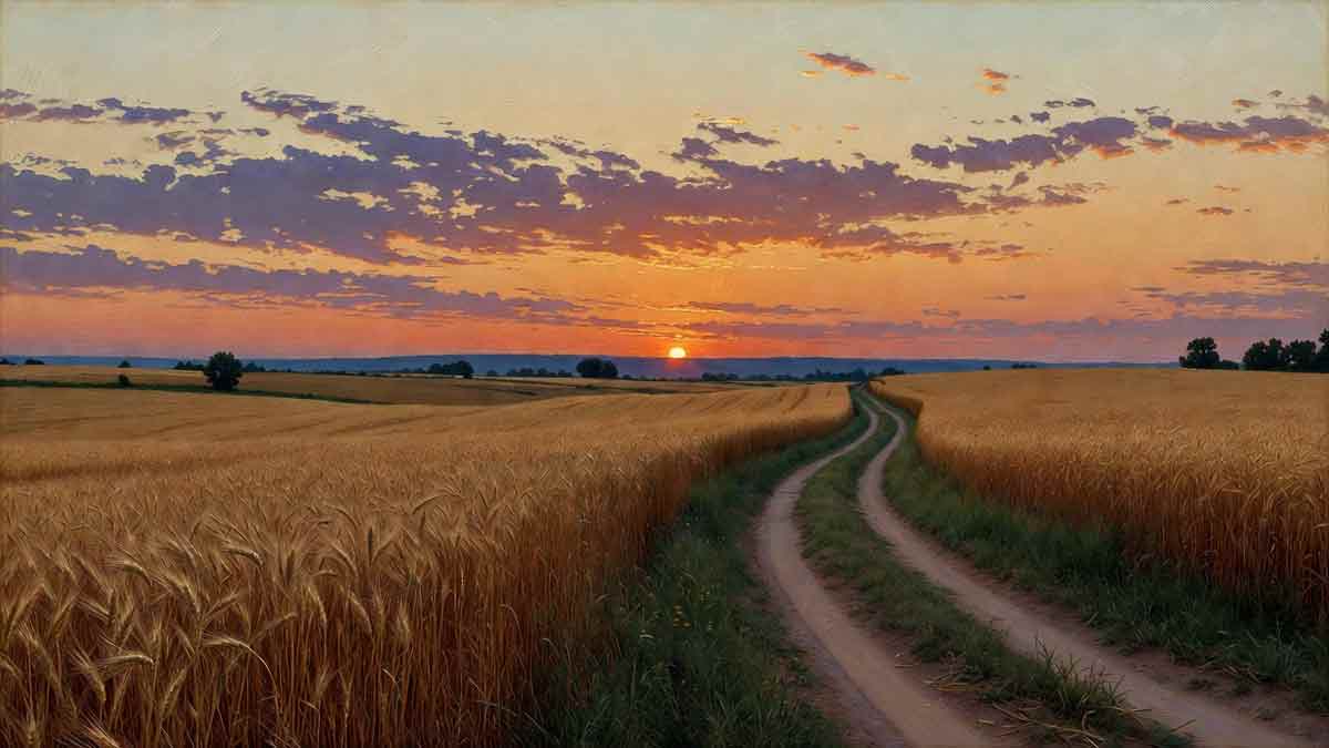 Життєва дорога серед поля, захід сонця над Сватовим