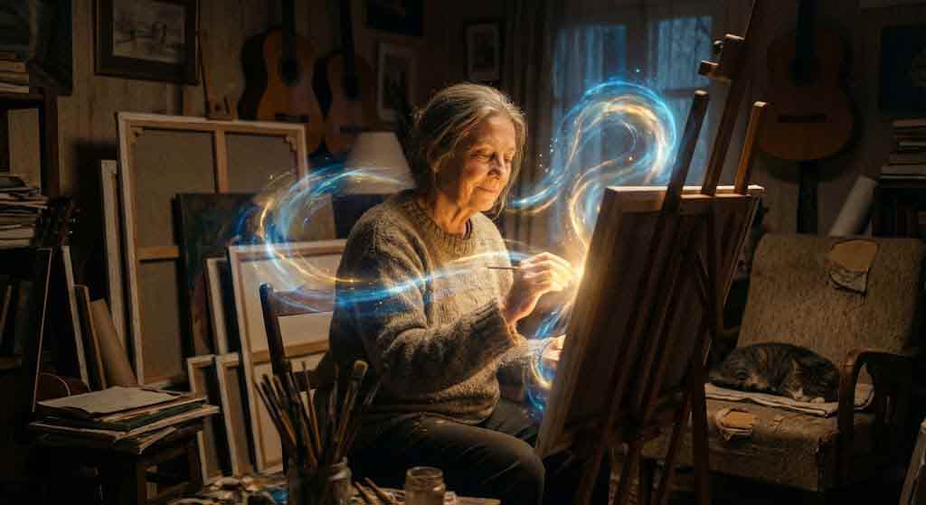 Людина відпочиває душею під час творчості