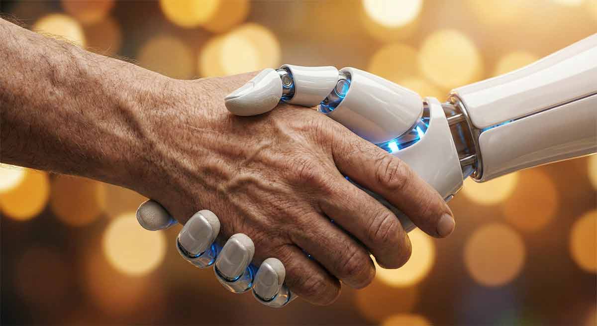 Потискання рук між людиною та роботом