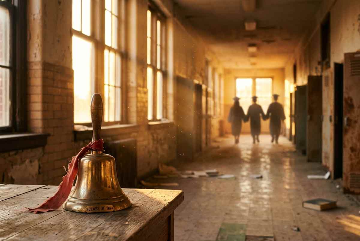 Шкільний дзвінок, захід сонця, випускний вечір, ностальгічна пісня